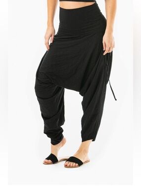 BUDDHA PANTS -San Fran Organic Harem Pant High Waist Black-Sz M